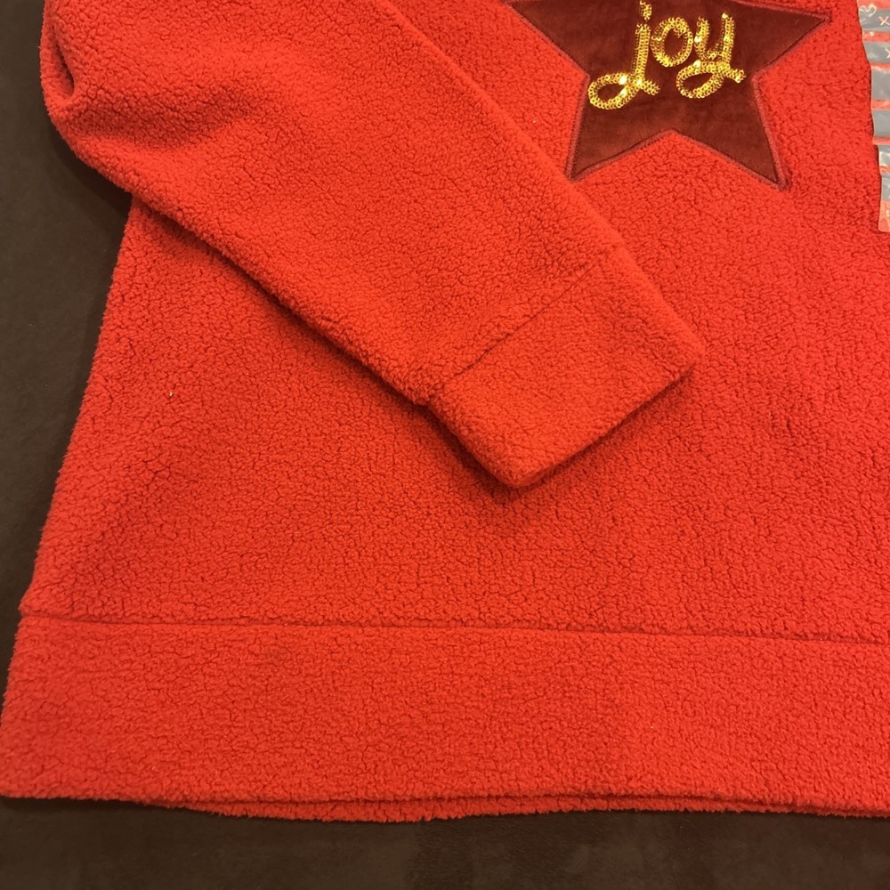 Rockin' Around Christmas‎ Sweatshirt Red With Velvet Star Gold Joy Sparkles Soft - Picture 5 of 9